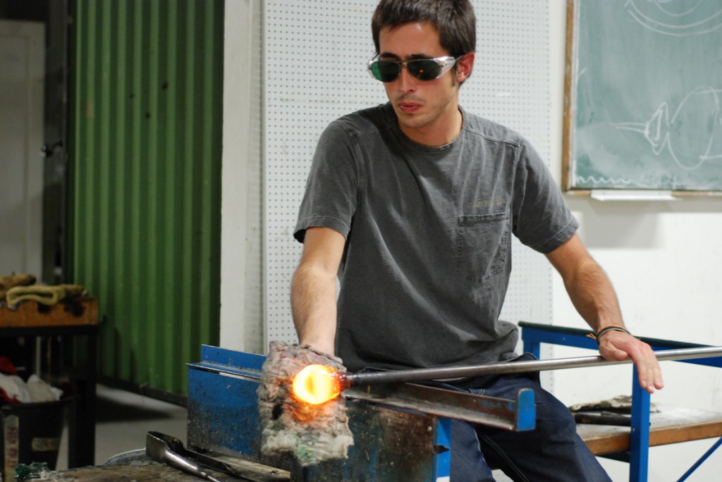 Me rounding off the first glass piece